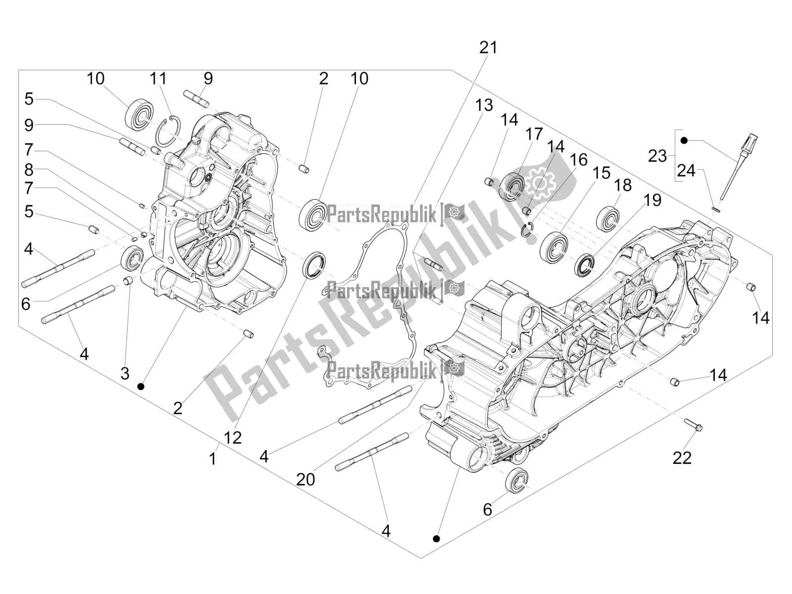 All parts for the Crankcase of the Piaggio MP3 500 Sport Advanced 2022