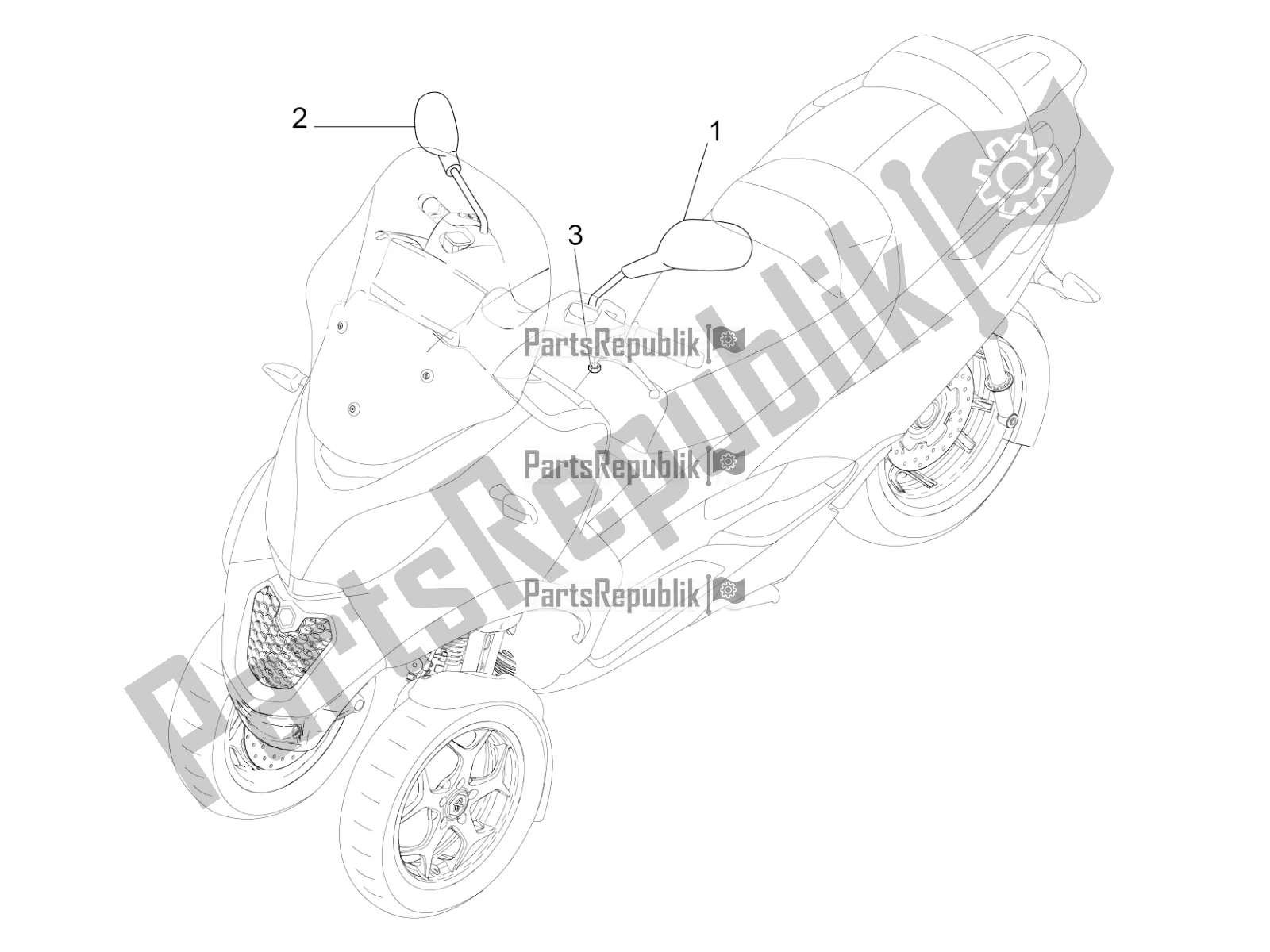 All parts for the Driving Mirror/s of the Piaggio MP3 500 Sport Advanced 2022