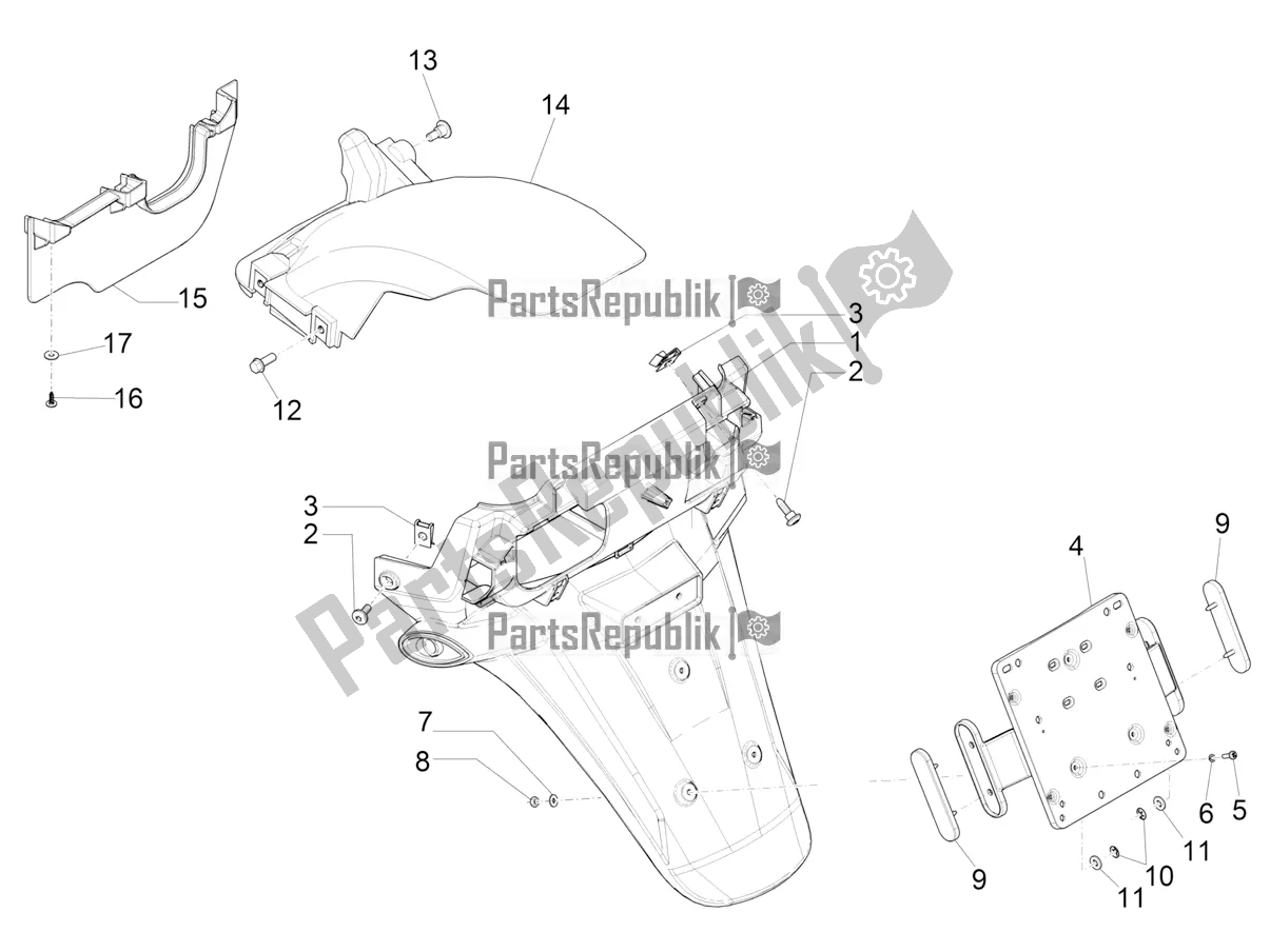 Tutte le parti per il Coperchio Posteriore - Paraspruzzi del Piaggio MP3 500 Sport Advanced 2022
