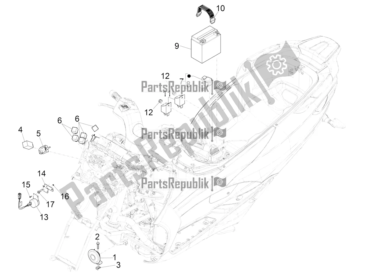 Tutte le parti per il Interruttori Del Telecomando - Batteria - Avvisatore Acustico del Piaggio MP3 500 Sport Advanced 2022