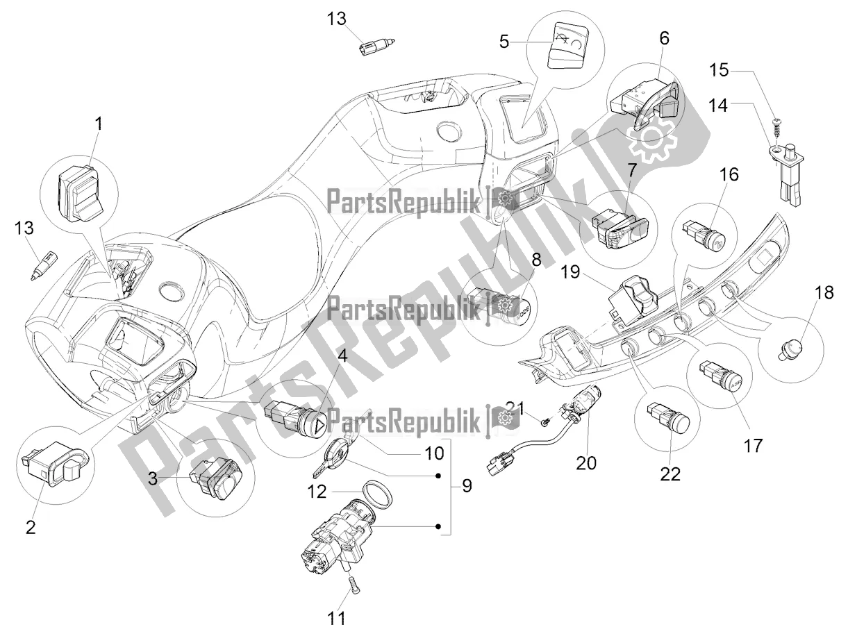 Alle onderdelen voor de Keuzeschakelaars - Schakelaars - Knoppen van de Piaggio MP3 500 Sport Advanced 2022