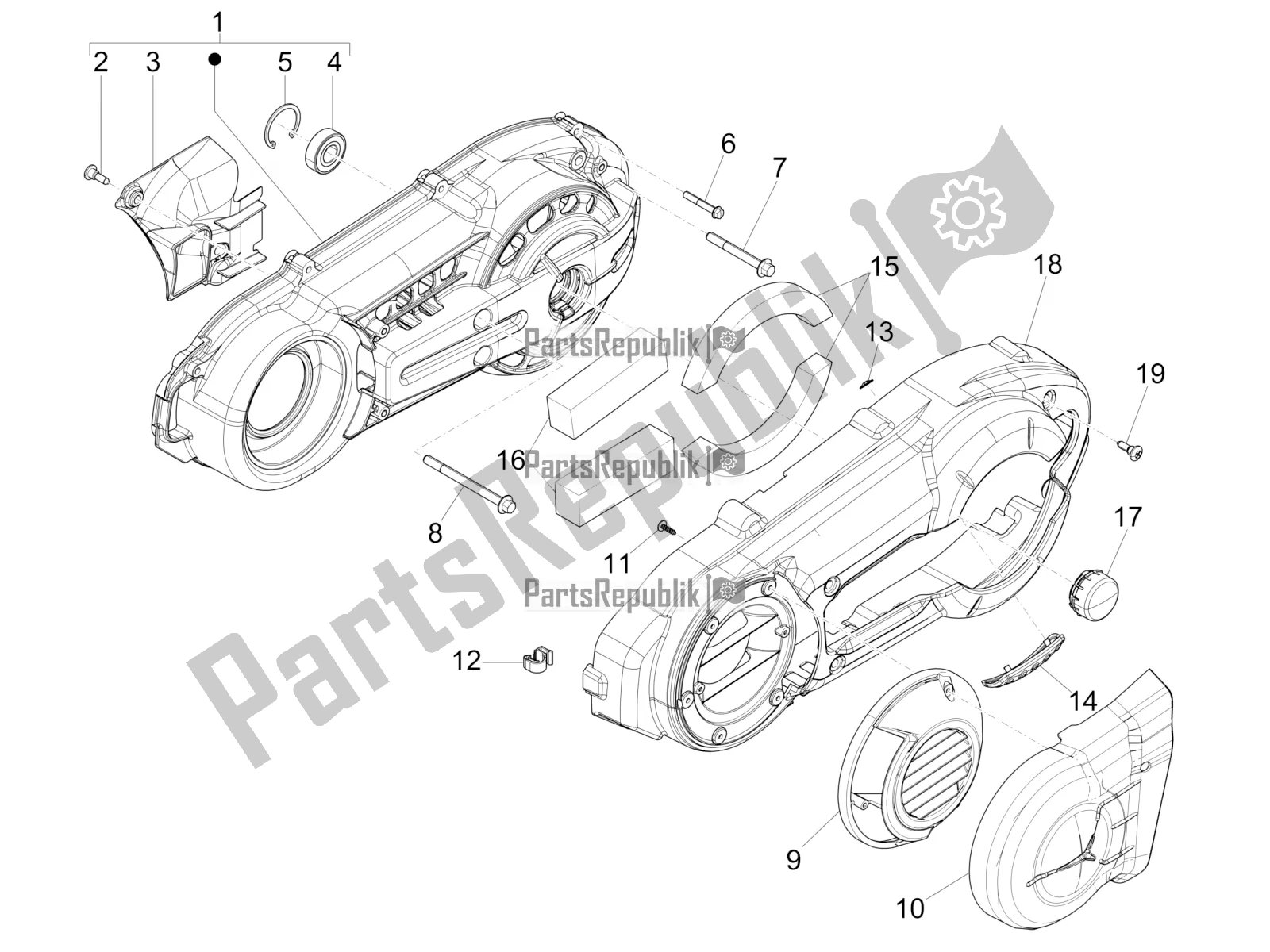 Tutte le parti per il Coperchio Del Carter - Raffreddamento Del Carter del Piaggio MP3 500 Sport Business ABS USA 2016