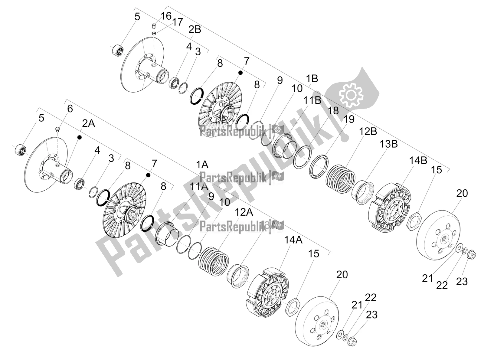 Tutte le parti per il Puleggia Condotta del Piaggio MP3 500 Sport Business ABS USA 2016