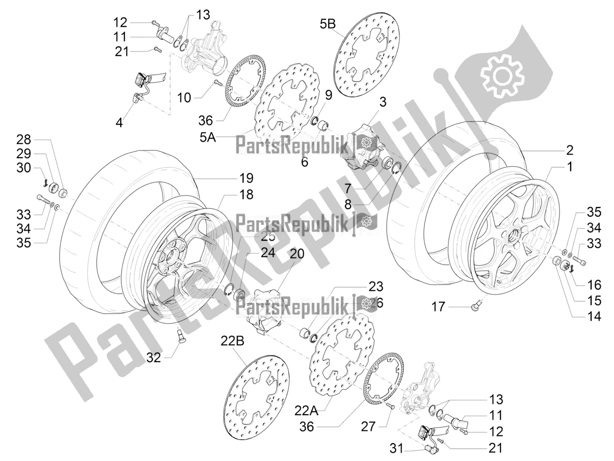 Tutte le parti per il Ruota Anteriore del Piaggio MP3 500 Sport Business ABS USA 2016