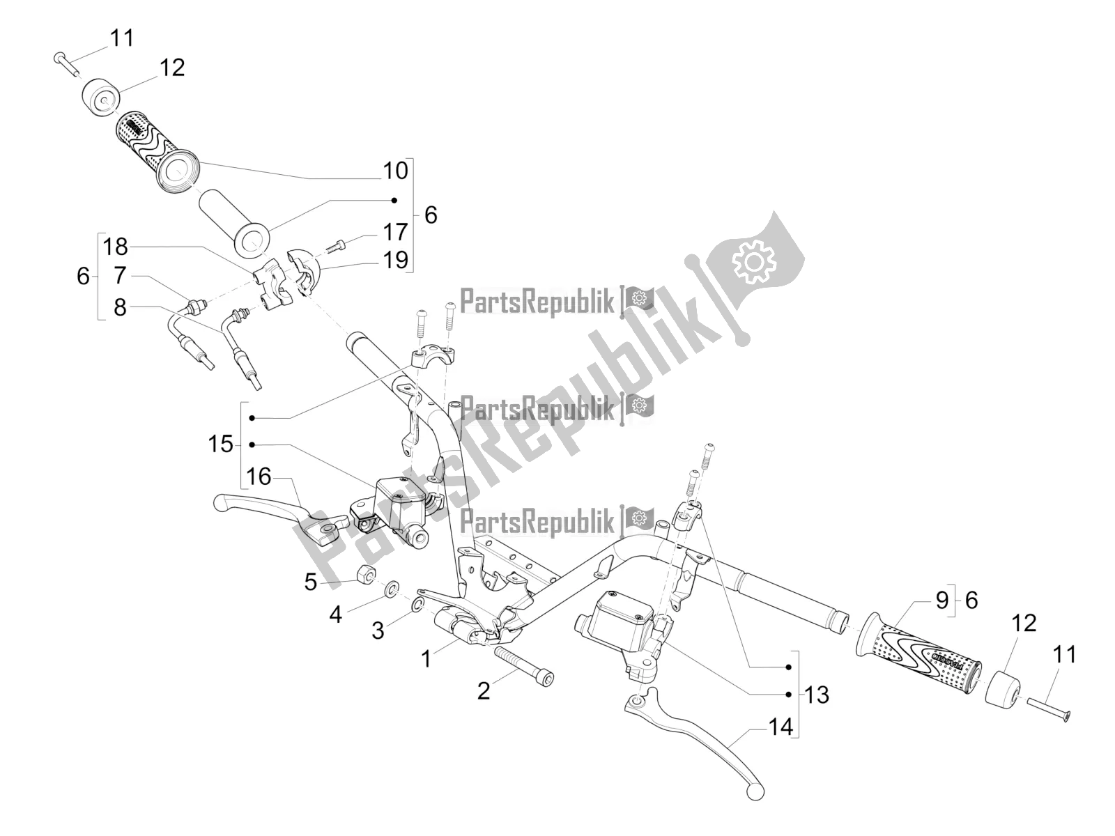 Wszystkie części do Kierownica - Master Cil. Piaggio MP3 500 Sport Business ABS USA 2016