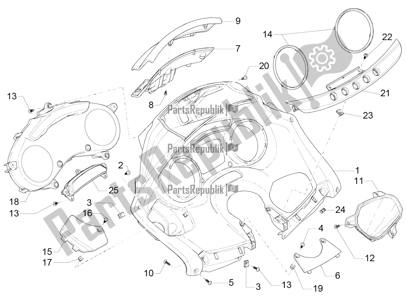 Todas las partes para Combinación De Medidor - Cruscotto de Piaggio MP3 500 Sport Business ABS USA 2016