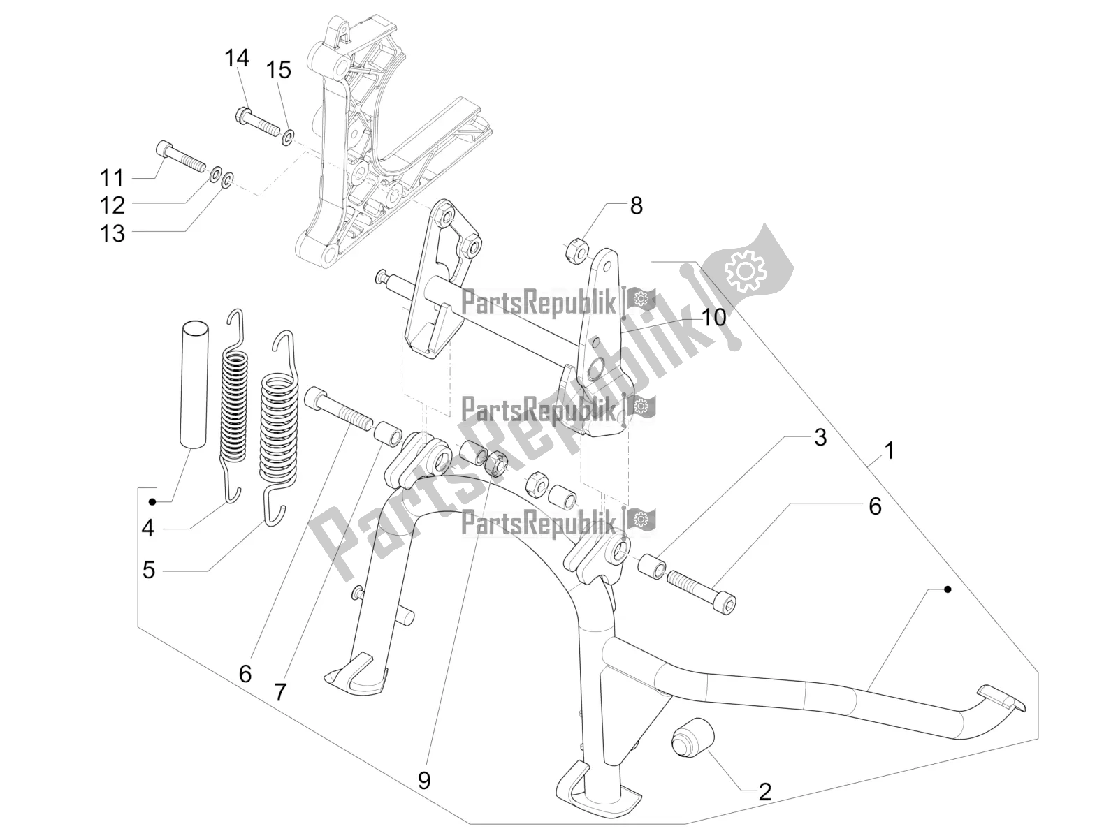 All parts for the Stand/s of the Piaggio MP3 500 Sport Business ABS USA 2016