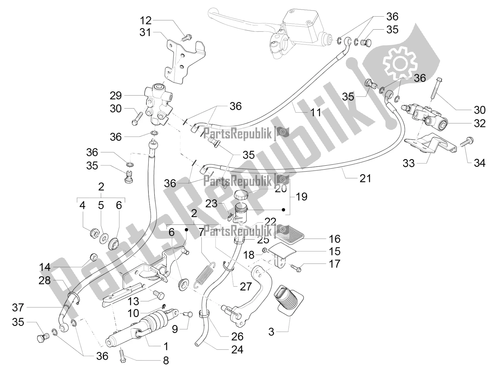 All parts for the Control Pedals - Levers of the Piaggio MP3 500 Sport Business ABS USA 2017