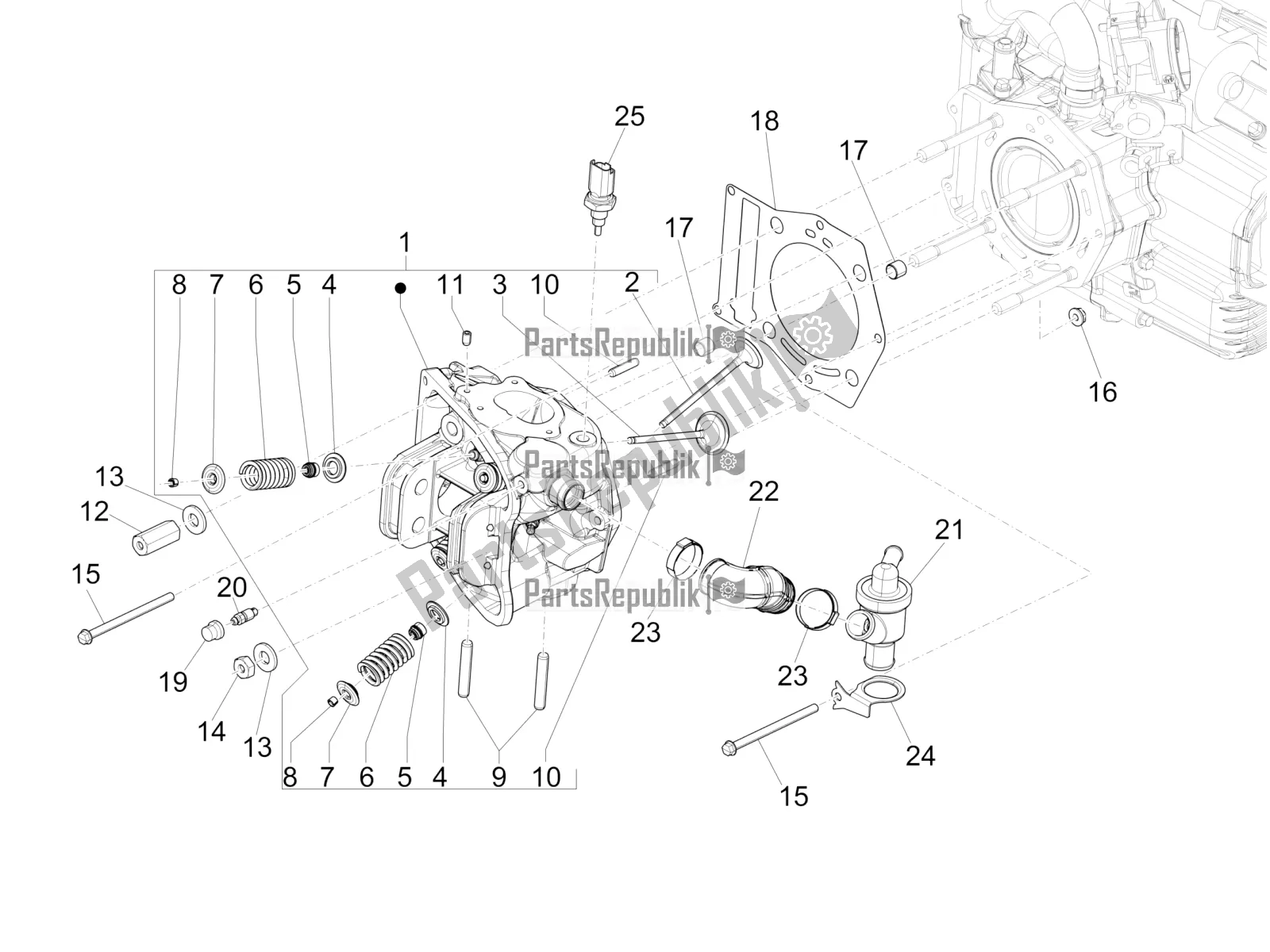 Toutes les pièces pour le Unité De Tête - Valve du Piaggio MP3 500 Sport Business ABS USA 2017