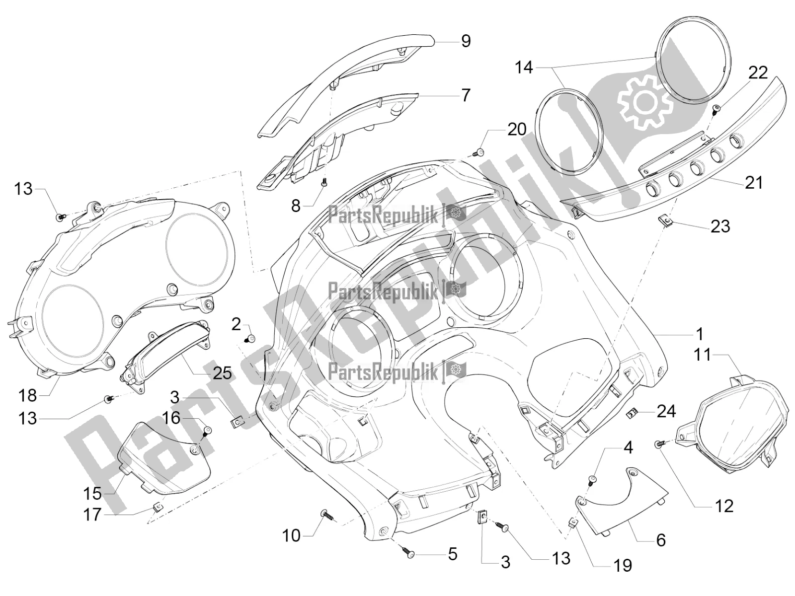 Toutes les pièces pour le Combinaison De Compteurs - Cruscotto du Piaggio MP3 500 Sport Business ABS USA 2017