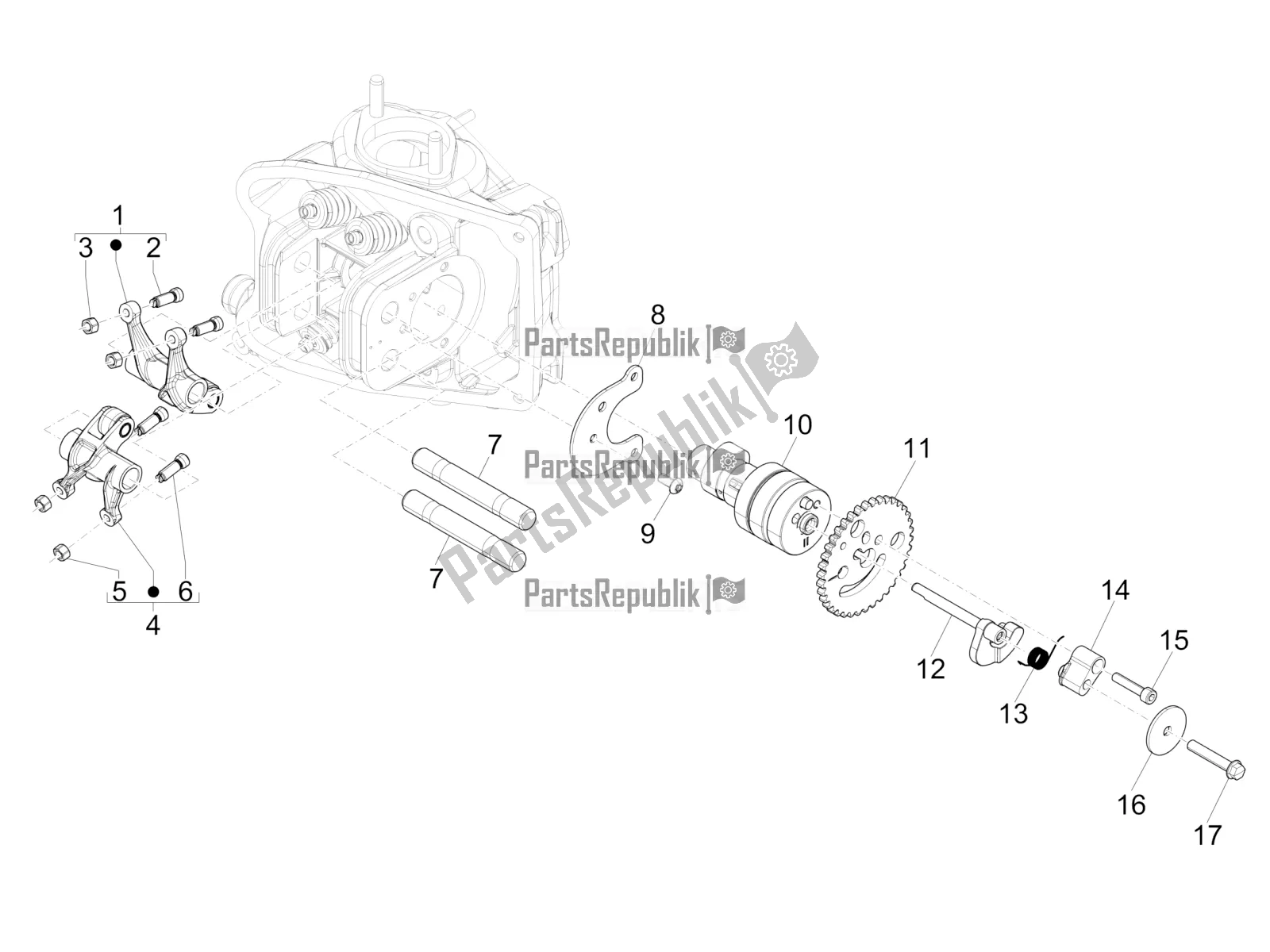 Toutes les pièces pour le Leviers à Bascule Support Unité du Piaggio MP3 500 Sport Business ABS USA 2017