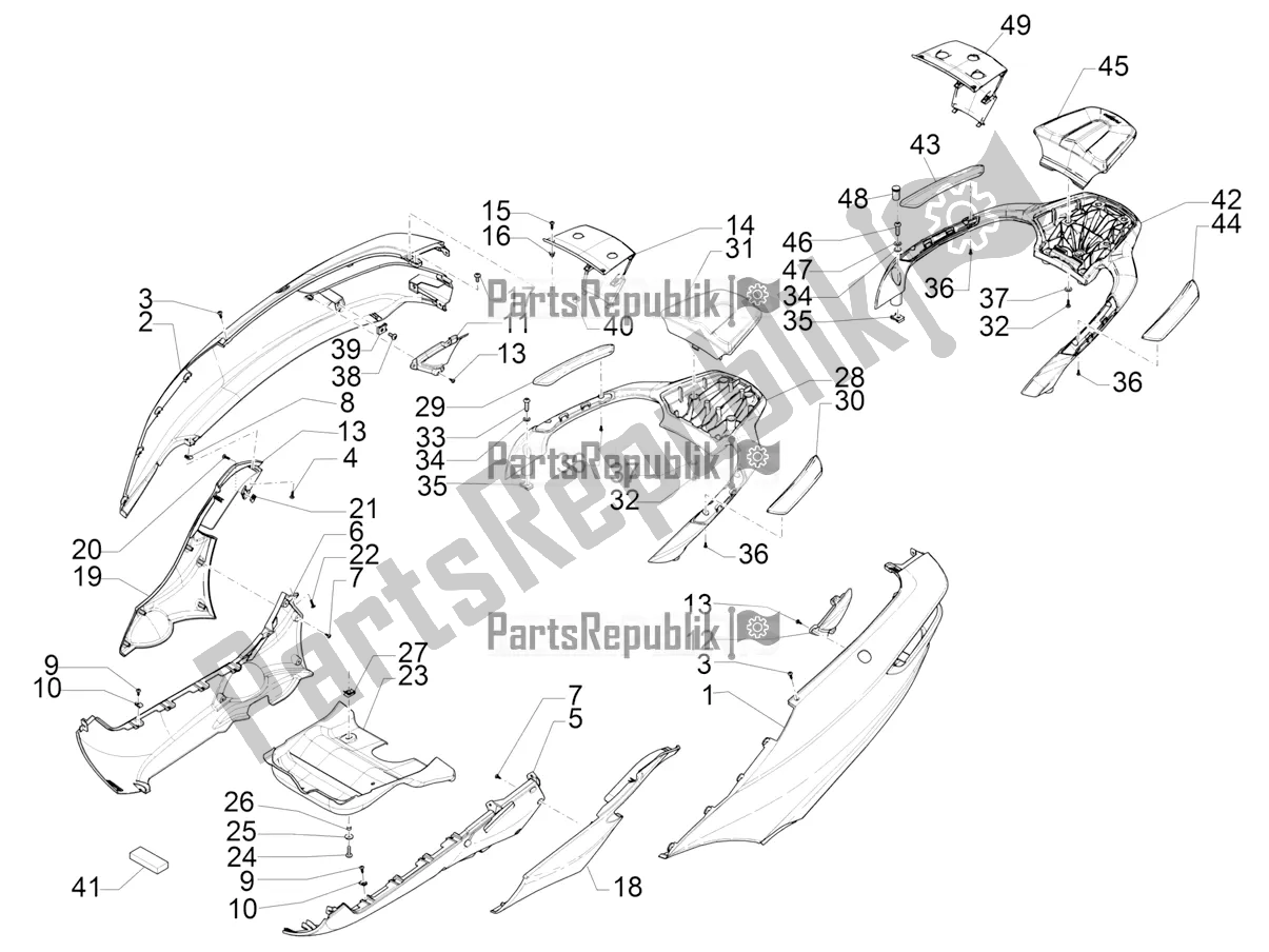 Toutes les pièces pour le Couvercle Latéral - Spoiler du Piaggio MP3 500 Sport Business ABS USA 2017