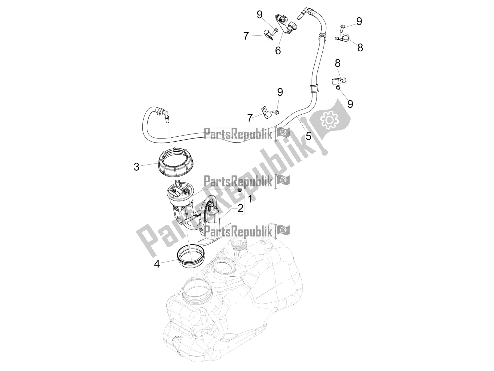 Todas las partes para Sistema De Suministros de Piaggio MP3 500 Sport Business ABS USA 2017