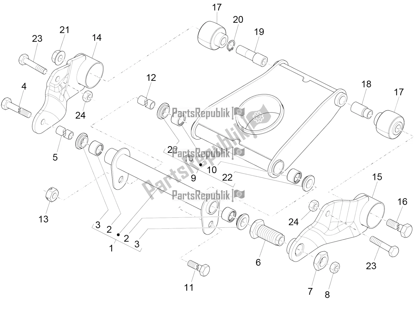 Toutes les pièces pour le Bras Oscillant du Piaggio MP3 500 Sport Business ABS USA 2017