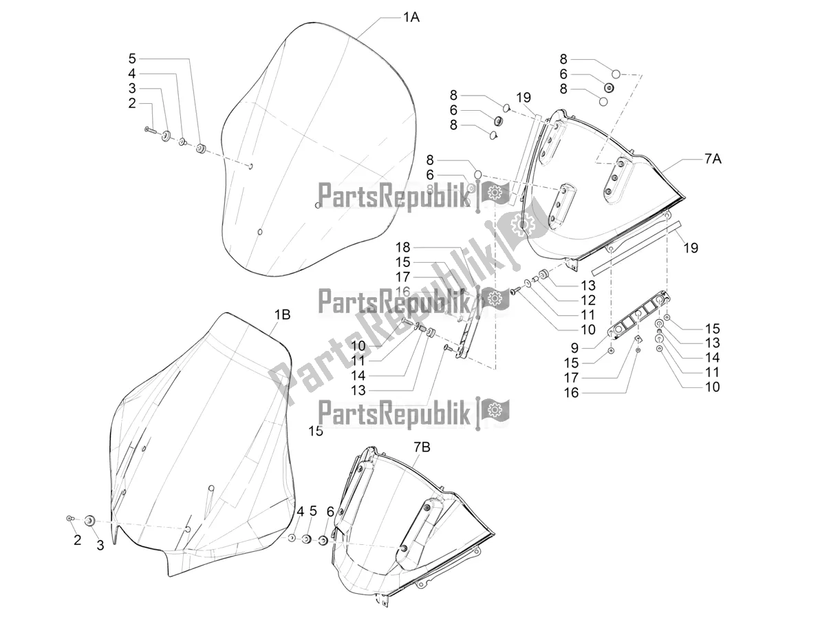 Todas las partes para Parabrisas - Vidrio de Piaggio MP3 500 Sport Business ABS USA 2017