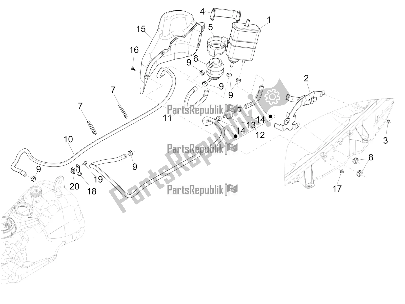 Todas las partes para Sistema Antipercolación de Piaggio MP3 500 Sport Business ABS USA 2018