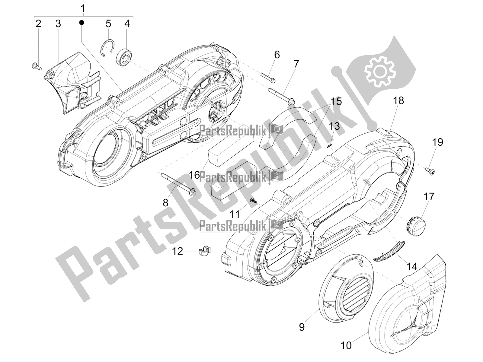 Toutes les pièces pour le Couvercle De Carter - Refroidissement Du Carter du Piaggio MP3 500 Sport Business ABS USA 2018