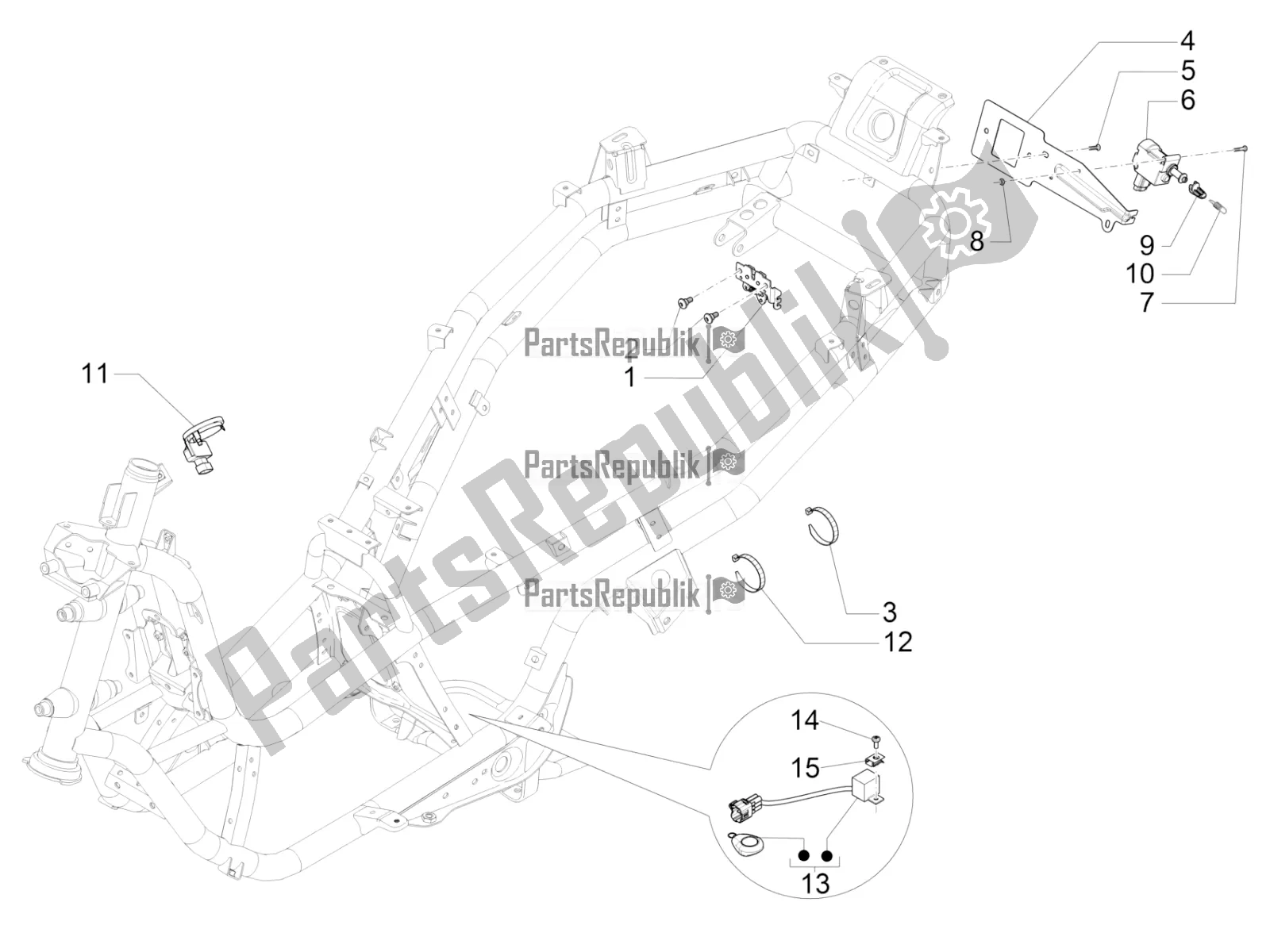 Wszystkie części do Zamki Piaggio MP3 500 Sport Business ABS USA 2018