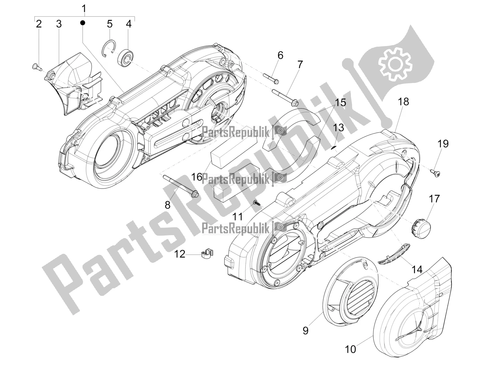 Toutes les pièces pour le Couvercle De Carter - Refroidissement Du Carter du Piaggio MP3 500 Sport Business ABS USA 2019