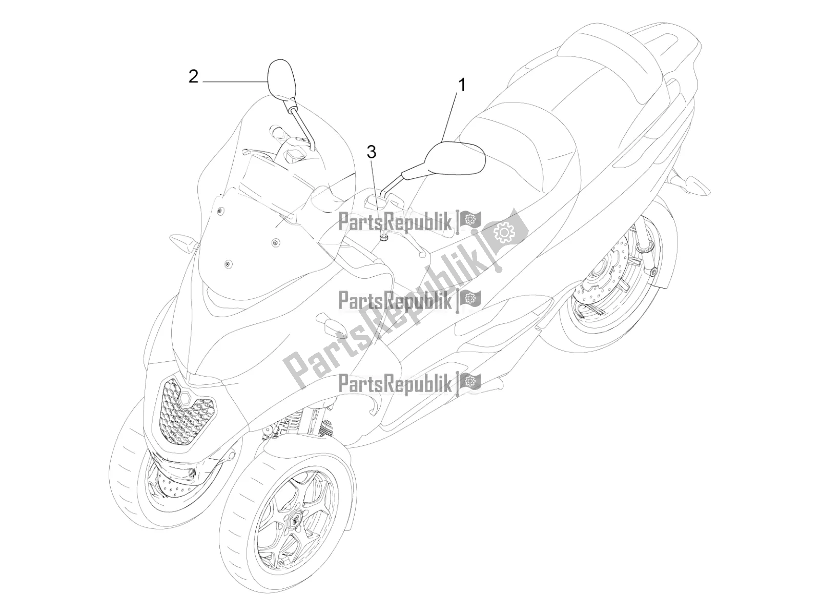 Wszystkie części do Lusterko / A Jazdy Piaggio MP3 500 Sport Business ABS USA 2019