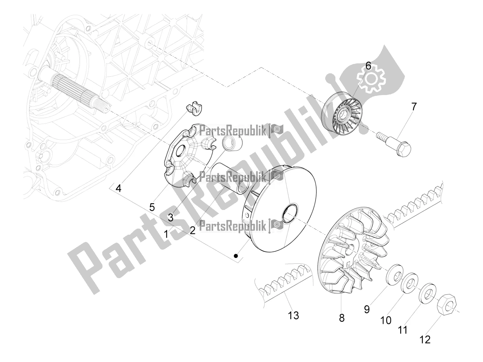 Tutte le parti per il Puleggia Motrice del Piaggio MP3 500 Sport Business ABS USA 2019