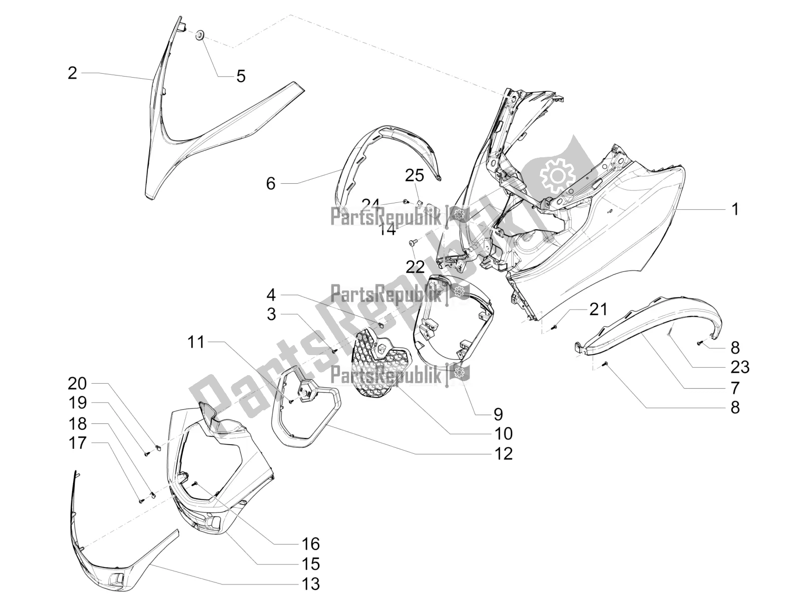 Todas las partes para Escudo Delantero de Piaggio MP3 500 Sport Business ABS USA 2019