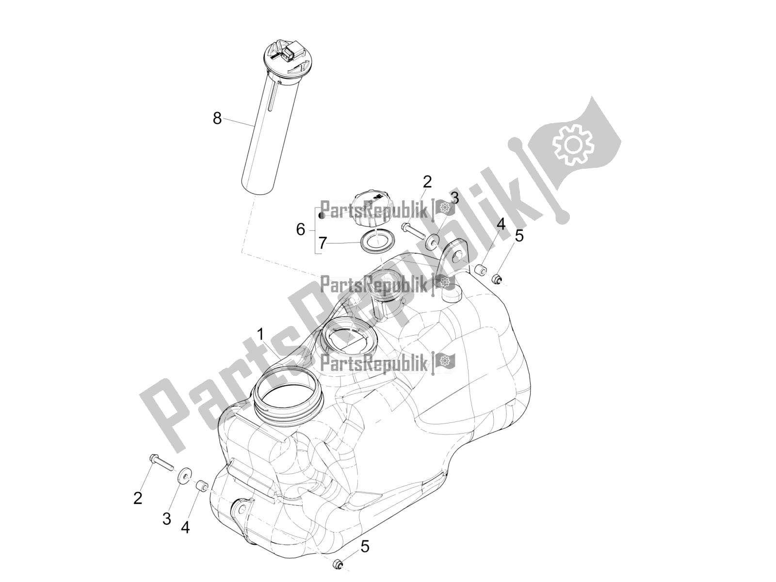 Tutte le parti per il Serbatoio Di Carburante del Piaggio MP3 500 Sport Business ABS USA 2019