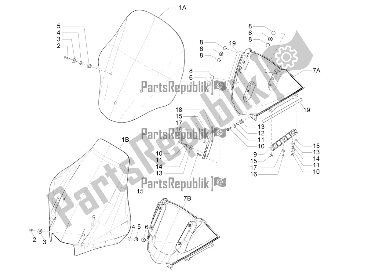 Todas las partes para Parabrisas - Vidrio de Piaggio MP3 500 Sport Business ABS USA 2019