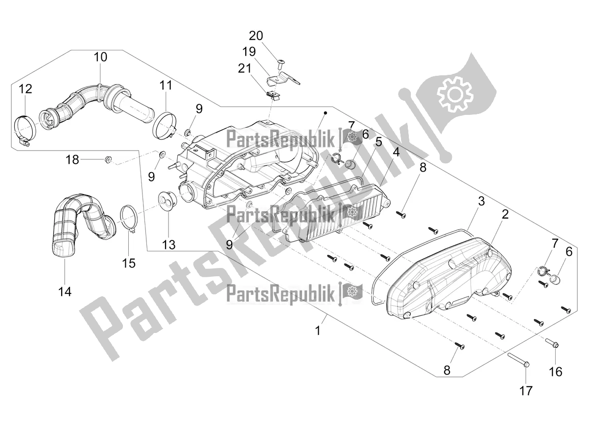 Todas las partes para Filtro De Aire de Piaggio Mymoover 125 Poste Italiane 2021