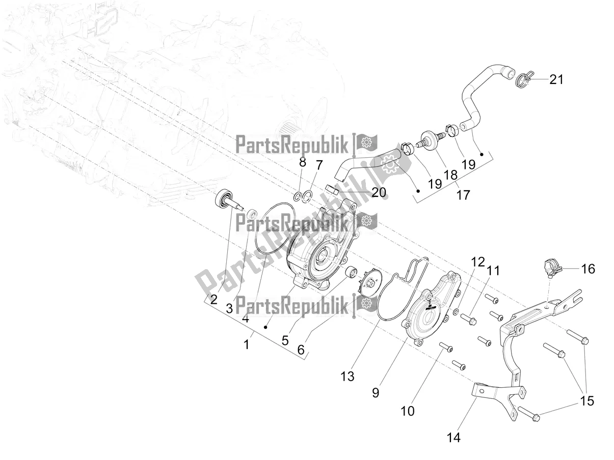 Todas las partes para Bomba De Enfriamiento de Piaggio Mymoover 125 Poste Italiane 2021