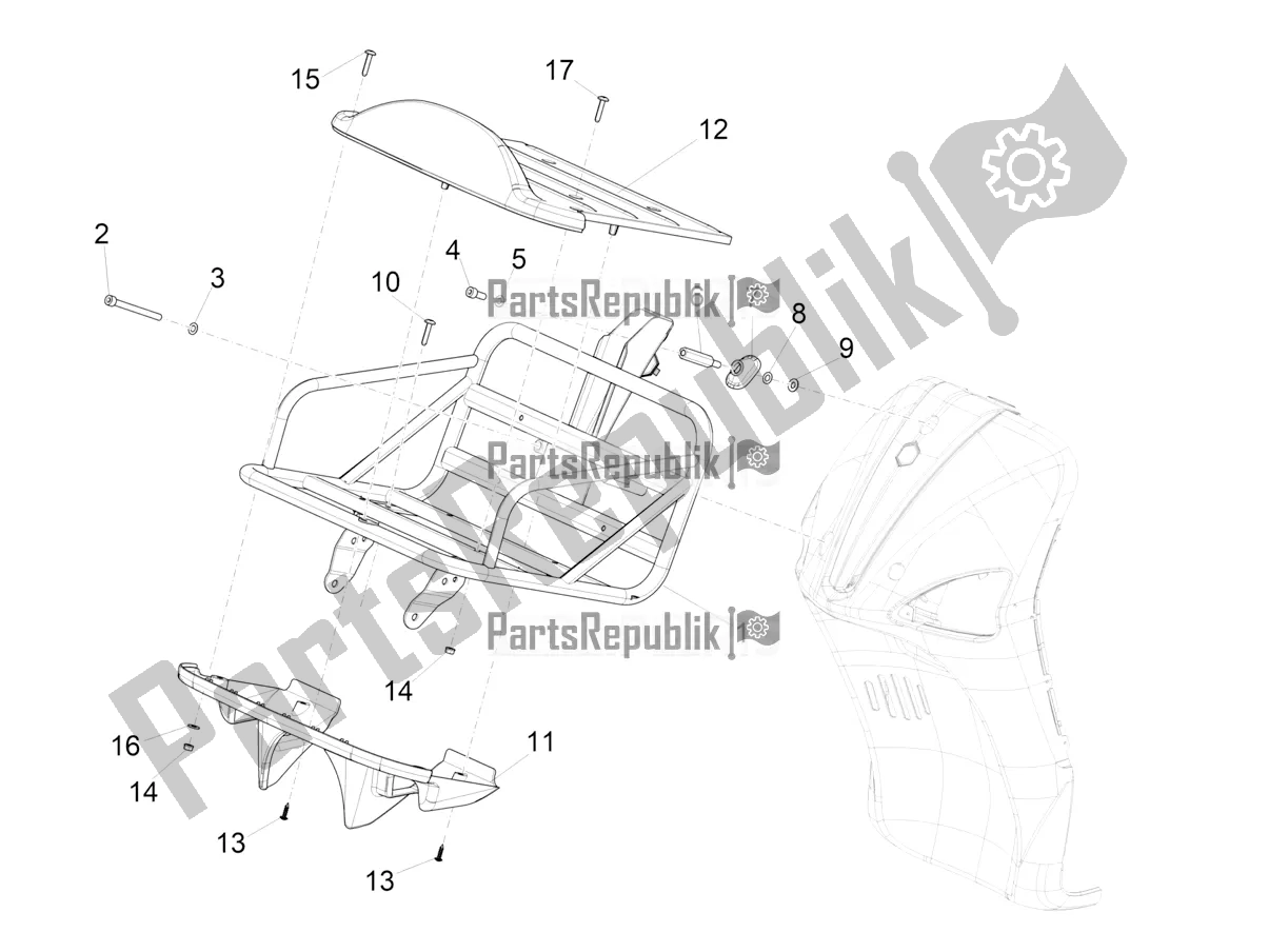 Tutte le parti per il Portapacchi Anteriore del Piaggio Mymoover 125 Poste Italiane 2021