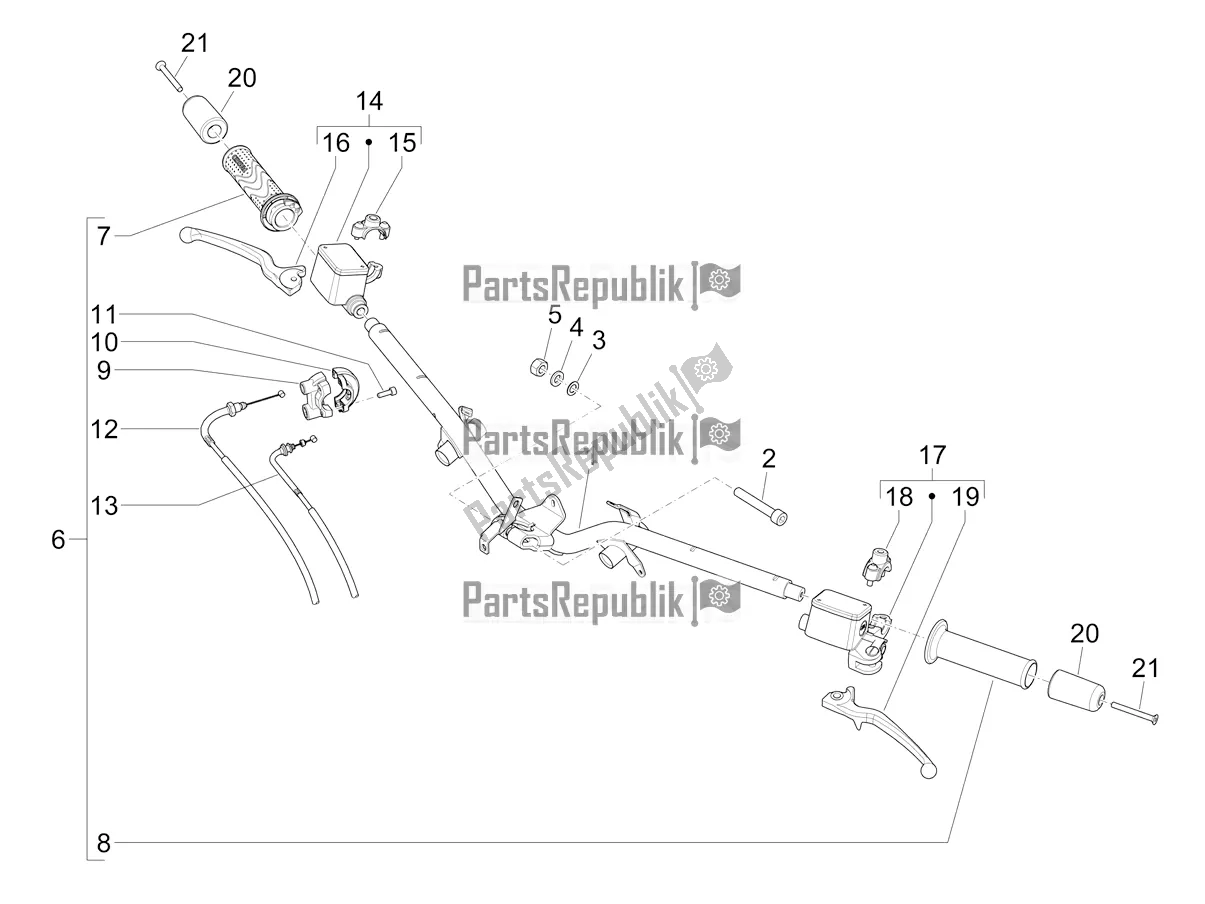 Todas las partes para Manillar - Master Cil. De Piaggio Mymoover 125 Poste Italiane 2021