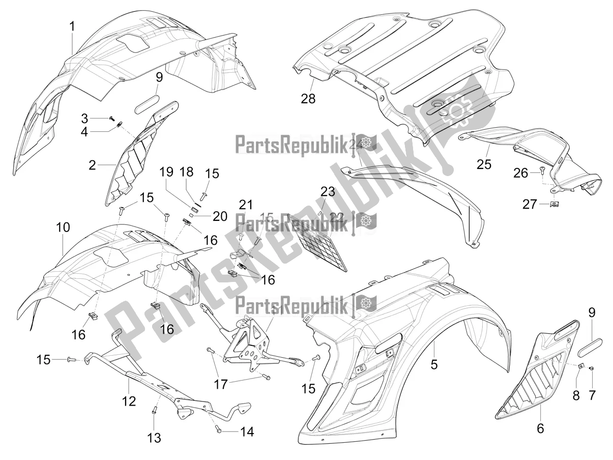 Todas as partes de Tampa Traseira - Proteção Contra Respingos do Piaggio Mymoover 125 Poste Italiane 2021