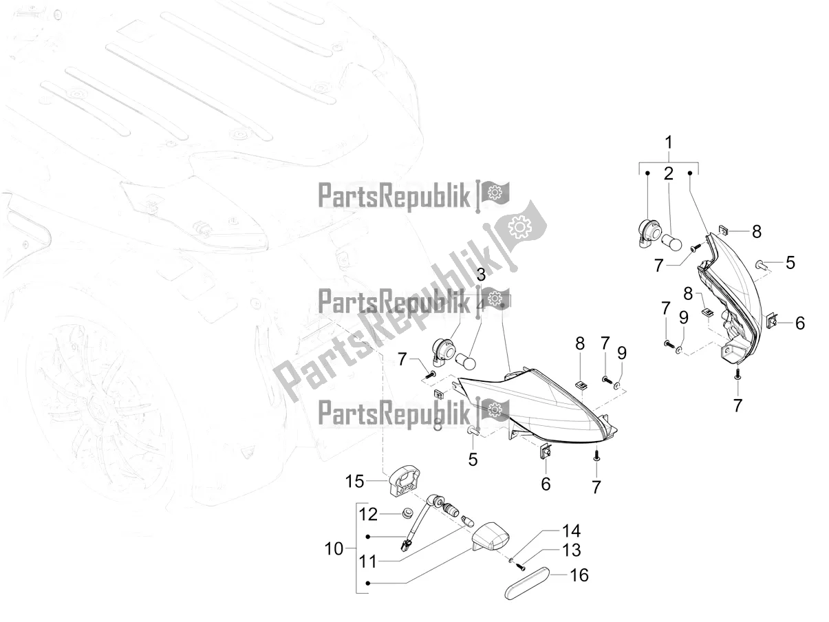 All parts for the Rear Headlamps - Turn Signal Lamps of the Piaggio Mymoover 125 Poste Italiane 2021