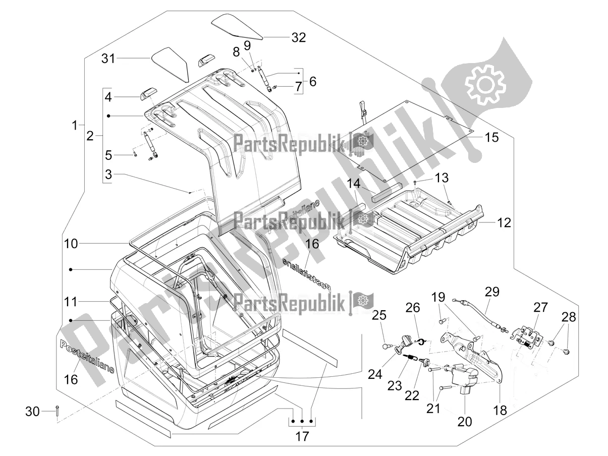 Todas las partes para Portaequipajes Trasero de Piaggio Mymoover 125 Poste Italiane 2021