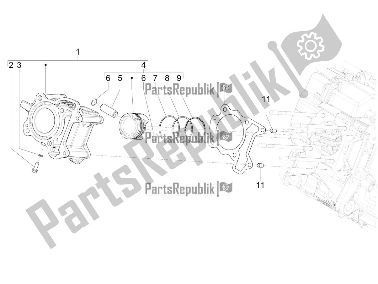 All parts for the Cylinder-piston-wrist Pin Unit of the Piaggio Mymoover Delivery 125 2021