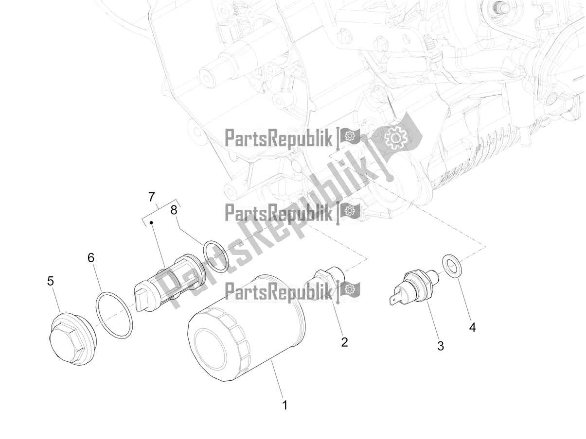 All parts for the Flywheel Magneto Cover - Oil Filter of the Piaggio Mymoover Delivery 125 2021