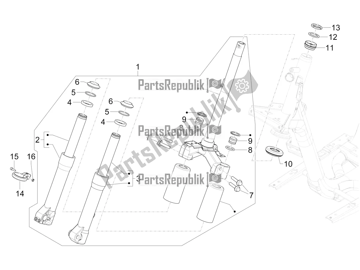 Toutes les pièces pour le Fourche / Tube De Direction - Palier De Direction du Piaggio Mymoover Delivery 125 2021