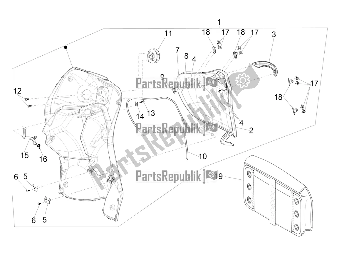 Tutte le parti per il Vano Portaoggetti Anteriore - Pannello Di Protezione Per Le Ginocchia del Piaggio Mymoover Delivery 125 2021