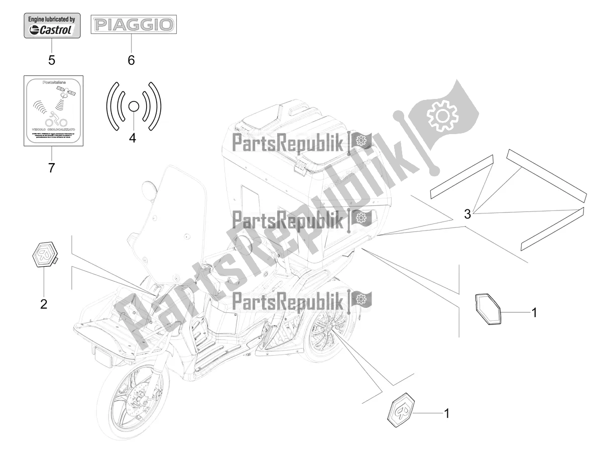 All parts for the Plates - Emblems of the Piaggio Mymoover Delivery 125 2021