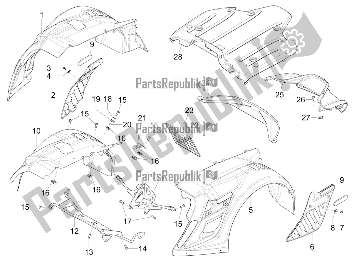 Tutte le parti per il Coperchio Posteriore - Paraspruzzi del Piaggio Mymoover Delivery 125 2021