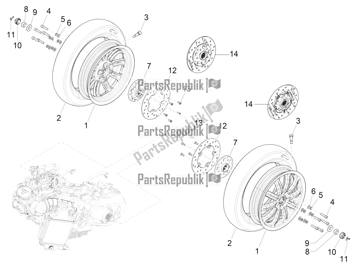 All parts for the Rear Wheel of the Piaggio Mymoover Delivery 125 2021