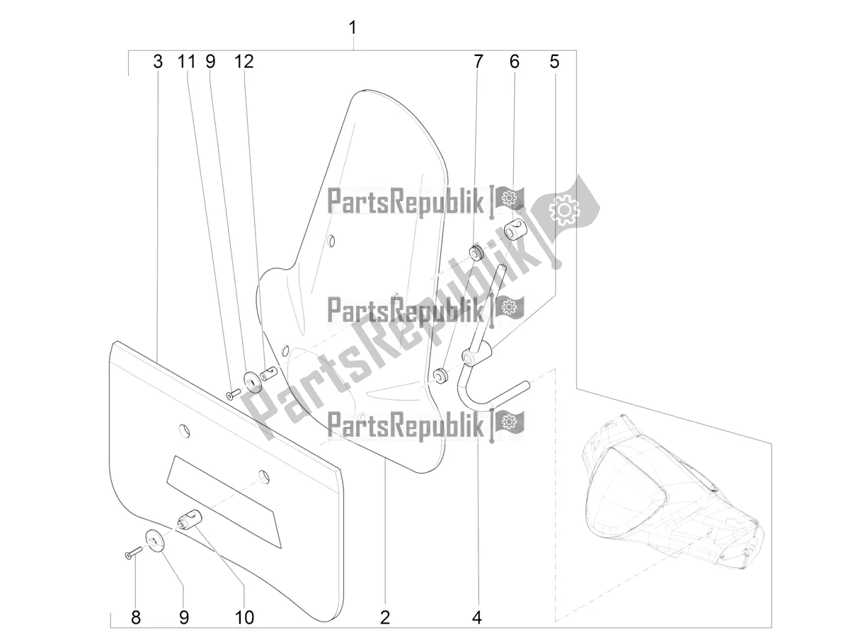 All parts for the Windshield - Glass of the Piaggio Mymoover Delivery 125 2021