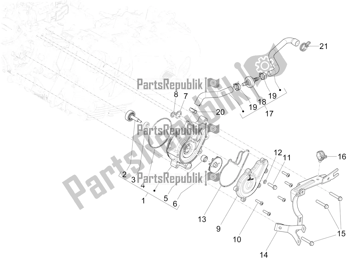 All parts for the Cooler Pump of the Piaggio Mymoover Delivery 125 2022
