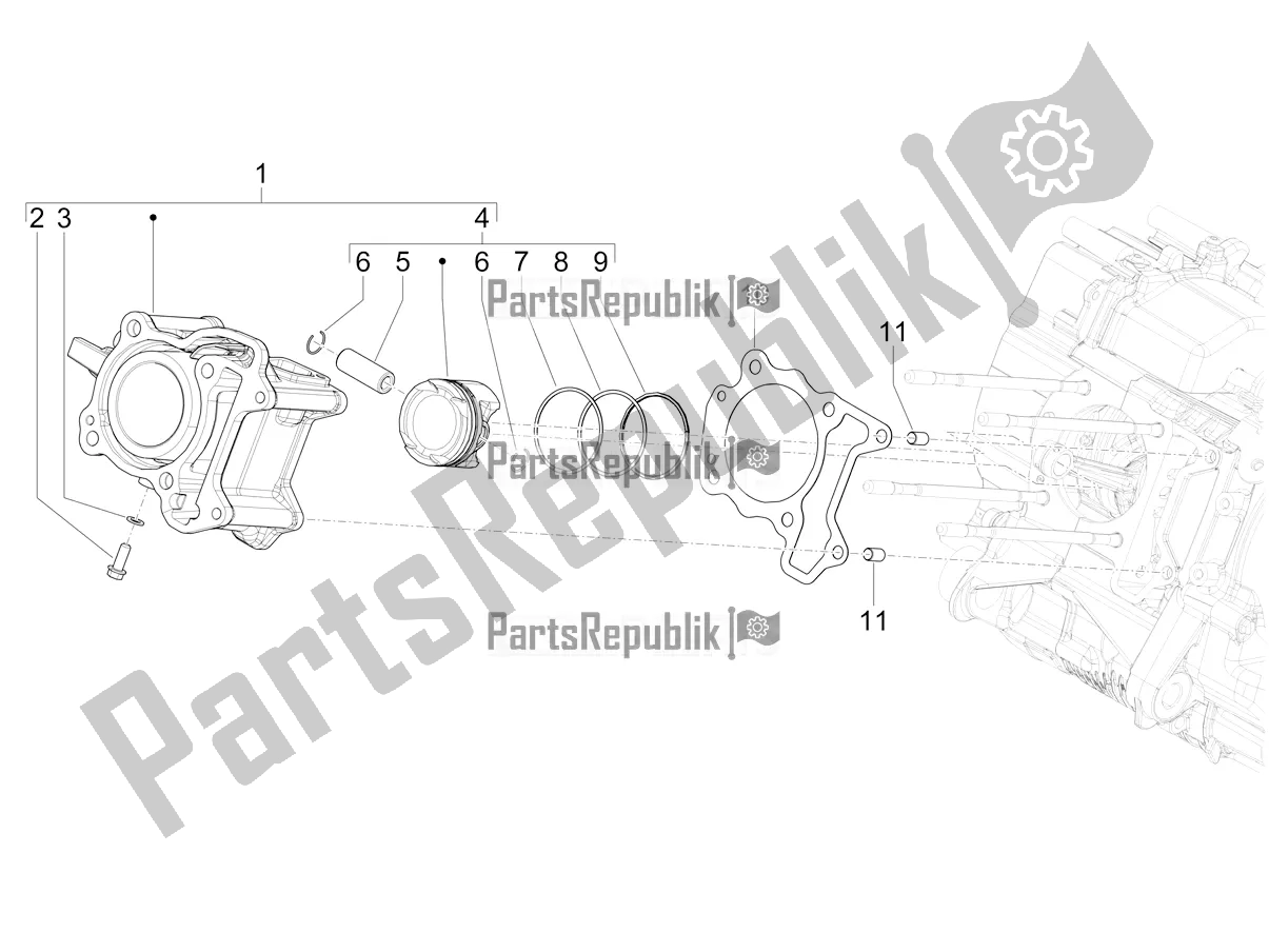 Toutes les pièces pour le Unité Cylindre-piston-axe De Poignet du Piaggio Mymoover Delivery 125 2022