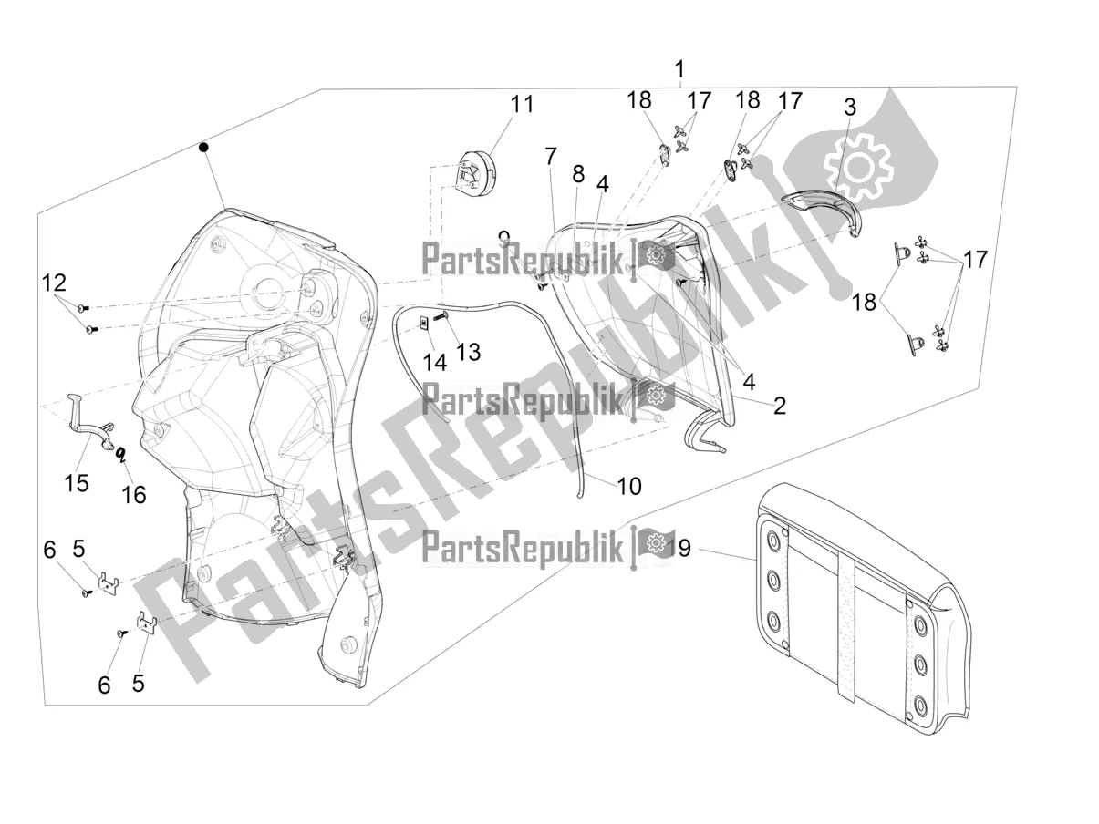All parts for the Front Glove-box - Knee-guard Panel of the Piaggio Mymoover Delivery 125 2022