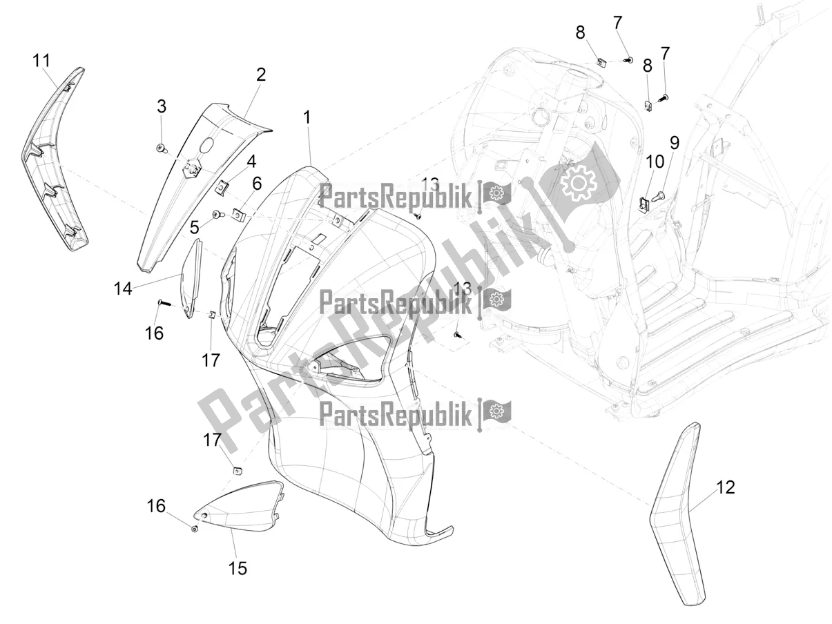 Todas las partes para Escudo Delantero de Piaggio Mymoover Delivery 125 2022