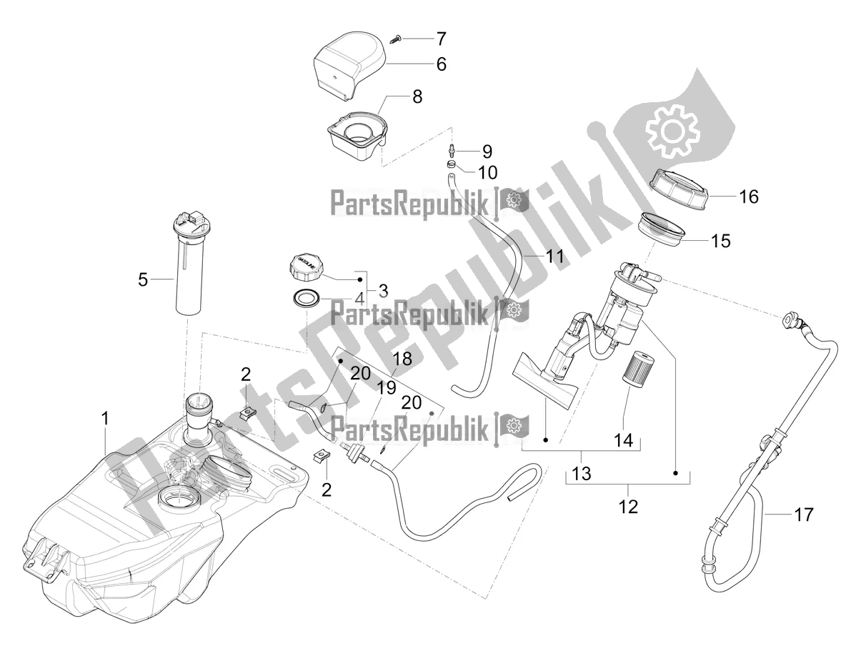 Toutes les pièces pour le Réservoir D'essence du Piaggio Mymoover Delivery 125 2022