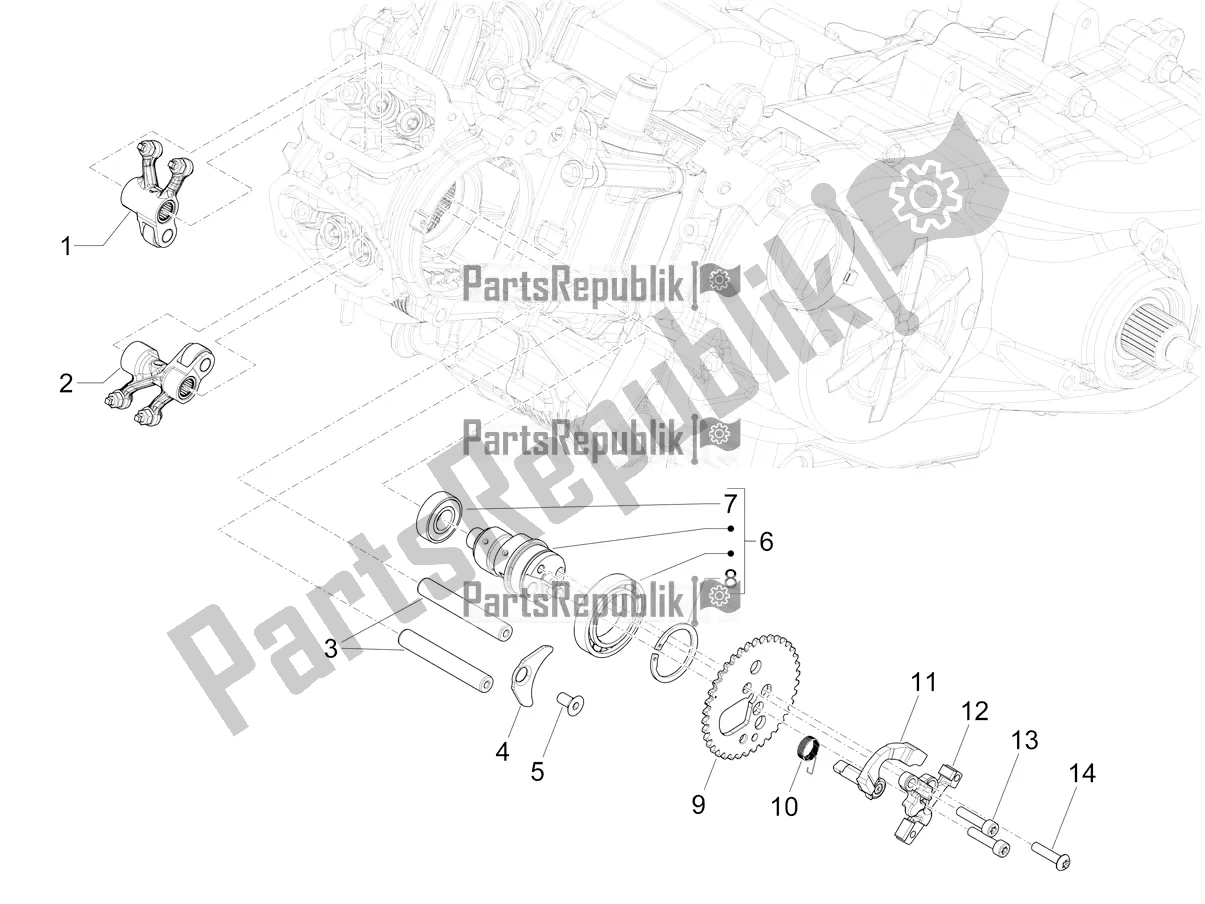 Alle onderdelen voor de Rocking Hendels Steuneenheid van de Piaggio Mymoover Delivery 125 2022