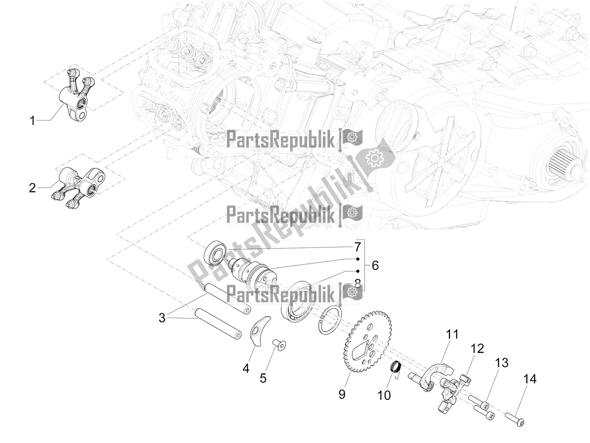 All parts for the Rocking Levers Support Unit of the Piaggio Mymoover Delivery 125 2022